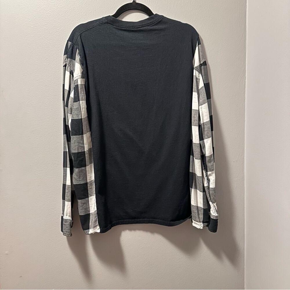 Pulp fiction upcycle plaid shirt black and white - Picture 4 of 6